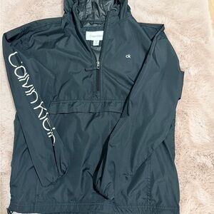 Calvin Klein Black Hooded Pullover Jacket with Logo Tag